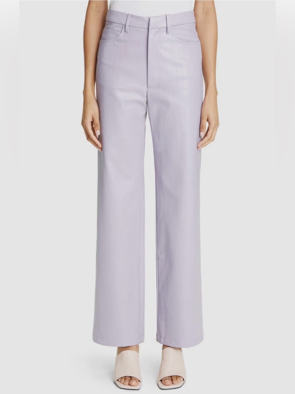 Rotate Rotie Purple Faux Leather Embossed Wide-Leg Pants